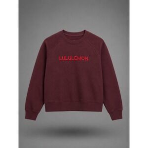Lululemon Perfectly Oversize Crew Sweatshirt Burgundy Maroon 3D Embroidered Logo